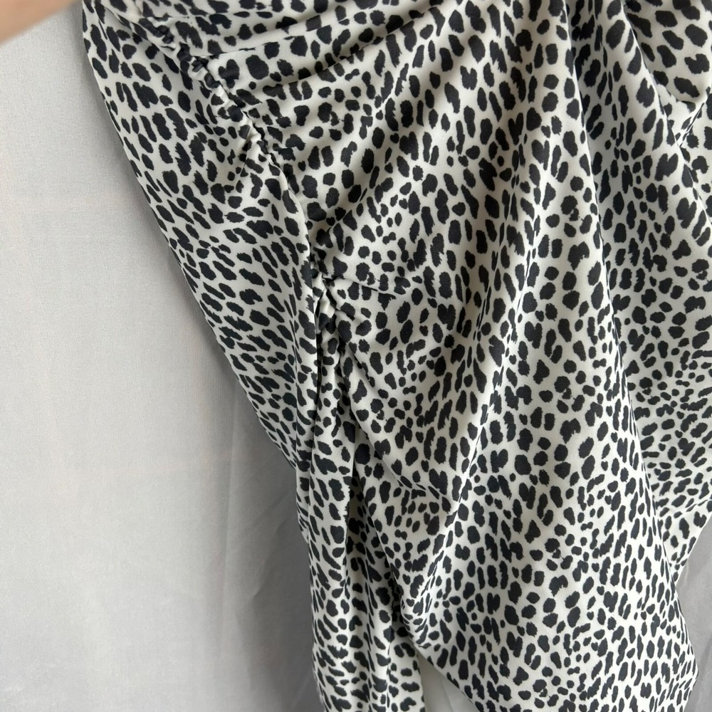 Loft Beach One Piece Halter Swimsuit Women 16 Gray White Animal Print Cutouts - Picture 6 of 12